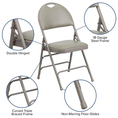 Emma + Oliver 4 Pack Easy-Carry Gray Vinyl Metal Folding Chair Image 1