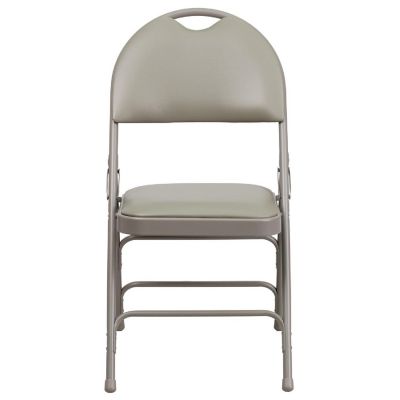 Emma + Oliver 4 Pack Easy-Carry Gray Vinyl Metal Folding Chair Image 2