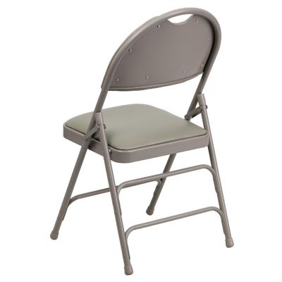 Emma + Oliver 4 Pack Easy-Carry Gray Vinyl Metal Folding Chair Image 3