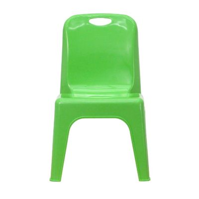 Emma + Oliver 4 Pack Green Plastic Stack School Chair with Carrying Handle and 11" Seat Height Image 3