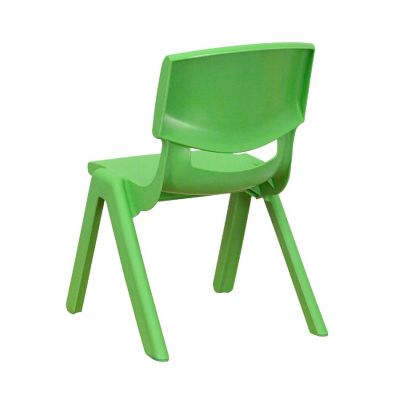 Emma + Oliver 4 Pack Green Plastic Stackable School Chair with 10.5"H Seat, Preschool Chair Image 3