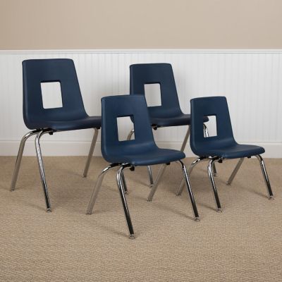 Emma + Oliver 4-pack Navy Student Stack School Chair - 16-inch Image 1