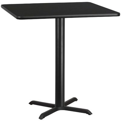 Emma + Oliver 42" Square Black Laminate Table Top with 33"x33" Table Height Base Image 1