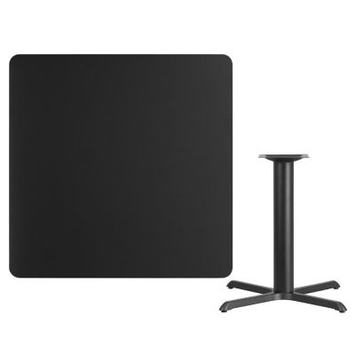 Emma + Oliver 42" Square Black Laminate Table Top with 33"x33" Table Height Base Image 2