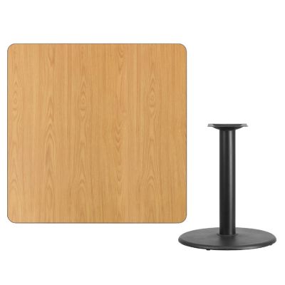 Emma + Oliver 42" Square Natural Laminate Table Top with 24"RD Base Image 2