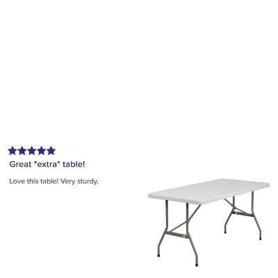 Emma + Oliver 5-Foot Granite White Plastic Folding Table - Banquet / Event Folding Table Image 3