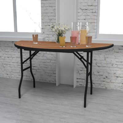 Emma + Oliver 5-Foot Half-Round Wood Folding Banquet Table - Event & Catering Table Image 1