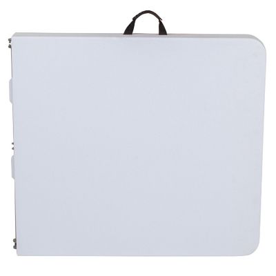 Emma + Oliver 5-Foot Height Adjustable Bi-Fold Granite White Plastic Folding Table with Handle Image 2