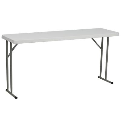 Emma + Oliver 5-Foot Rectangle Granite White Plastic Folding Training / Seminar Table Image 1