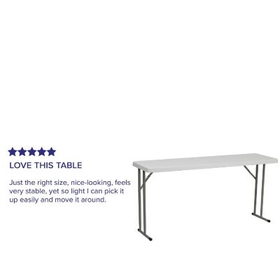 Emma + Oliver 5-Foot Rectangle Granite White Plastic Folding Training / Seminar Table Image 3