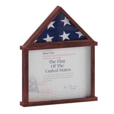 Emma + Oliver Arthur Solid Wood Flag Case with Certificate Holder - Freestanding or Wall Mount Shadowbox Display - Fits 3'x5' Flag - Mahogany Image 1