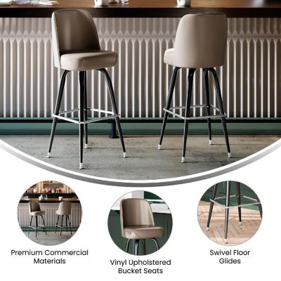 Emma + Oliver Beige Bucket Seat Stool Image 3