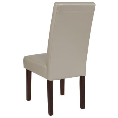 Emma + Oliver Beige LeatherSoft Parsons Chair with Mahogany Legs Image 2