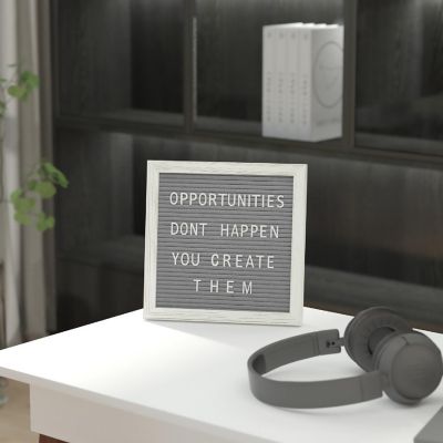 Emma + Oliver Bette White Wash Wood 10"x10" and Gray Felt Letter Board Set with 389 Letters Including Numbers, Symbols, Icons and a Canvas Carrying Case Image 2