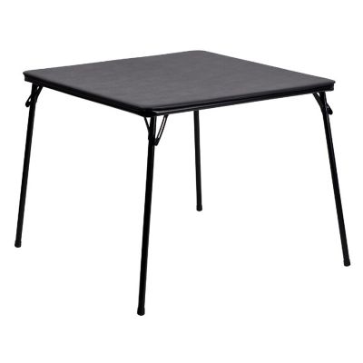 Emma + Oliver Black Foldable Card Table with Vinyl Table Top - Game Table - Portable Table Image 1