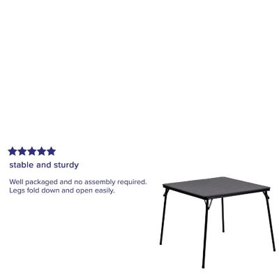 Emma + Oliver Black Foldable Card Table with Vinyl Table Top - Game Table - Portable Table Image 3