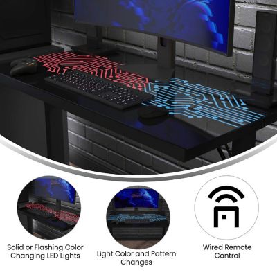 Emma + Oliver Black LED Gaming Desk Image 3