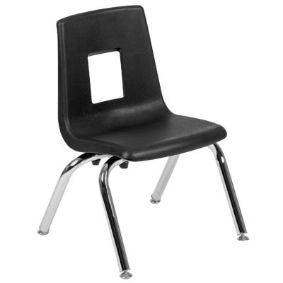 Emma + Oliver Black Student Stack School Chair - 12-inch Image 1