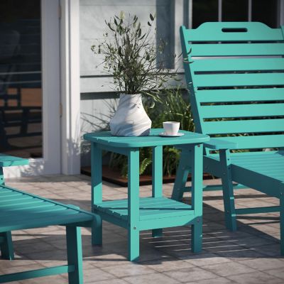 Emma + Oliver Blue 2 Tier Patio Side Table Image 1