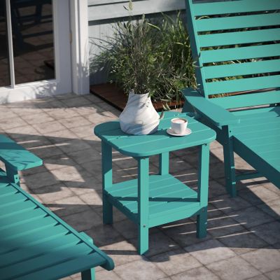 Emma + Oliver Blue 2 Tier Patio Side Table Image 2