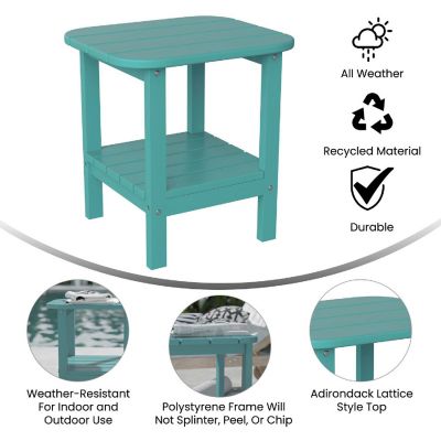 Emma + Oliver Blue 2 Tier Patio Side Table Image 3