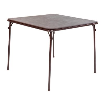 Emma + Oliver Brown Foldable Card Table with Vinyl Table Top - Game Table - Portable Table Image 1