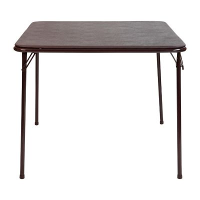 Emma + Oliver Brown Foldable Card Table with Vinyl Table Top - Game Table - Portable Table Image 3