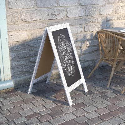 Emma + Oliver Burke Sandwich Chalkboard - Whitewashed Folding A-Frame - Double Sided Magnetic Drawing Surface - 40"x20" - Easy to Clean Image 2