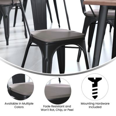 Emma + Oliver Carew All-Weather Polyresin Seat - Gray Finish - Attaches in 10 Minutes or Less with Included Hardware - Set of 4 Image 3