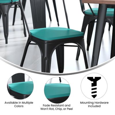 Emma + Oliver Carew All-Weather Polyresin Seat - Mint Finish - Attaches in 10 Minutes or Less with Included Hardware - Set of 4 Image 3