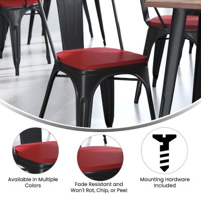 Emma + Oliver Carew All-Weather Polyresin Seat - Red Finish - Attaches in 10 Minutes or Less with Included Hardware - Set of 4 Image 3