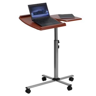 Emma + Oliver Cherry Angle and Height Adjustable Mobile Laptop Computer Table Image 1