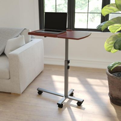 Emma + Oliver Cherry Angle and Height Adjustable Mobile Laptop Computer Table Image 1
