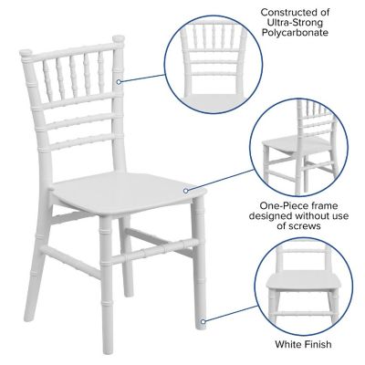 Emma + Oliver Child&#8217;s All Occasion White Resin Chiavari Chair for Home or Home Based Rental Business Image 2