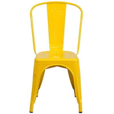 Emma + Oliver Commercial Grade Yellow Metal Indoor-Outdoor Stackable Chair Image 3