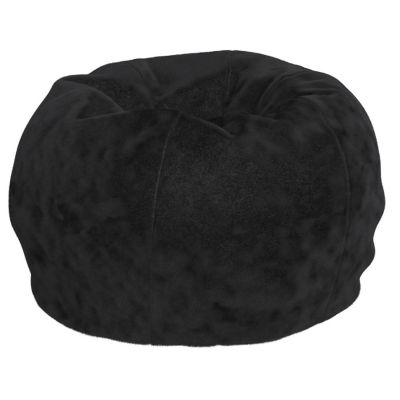 Emma + Oliver Daisy Small Black Furry Bean Bag Chair for Kids and Teens Image 1