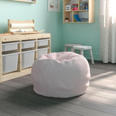 Emma + Oliver Daisy Small Blush Furry Bean Bag Chair for Kids and Teens Image 1