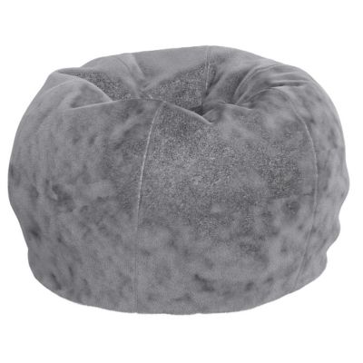 Emma + Oliver Daisy Small Gray Furry Bean Bag Chair for Kids and Teens Image 1