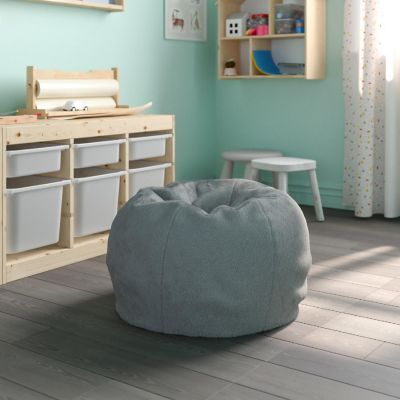 Emma + Oliver Daisy Small Gray Furry Bean Bag Chair for Kids and Teens Image 1