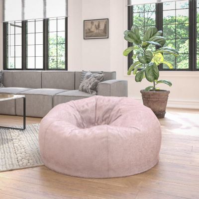 Emma + Oliver Denver Oversized Blush Furry Bean Bag Chair for Kids and Adults Image 1