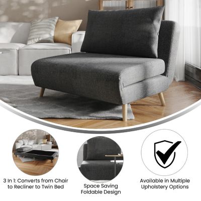 Emma + Oliver Dk Gray Tri-Fold Sleeper Chair Image 3