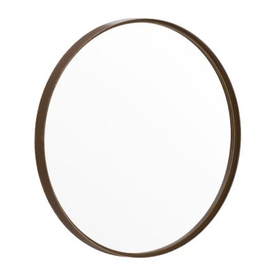 Emma + Oliver Edirne 27.5" Round Wall Mounted Mirror - Brushed Bronze Metal Frame - Silver Backing - Shatterproof Glass - Ready to Hang - Wall Anchors Included Image 1