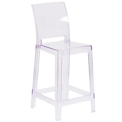 Emma + Oliver Ghost Counter Stool with Square Back in Transparent Crystal Image 1