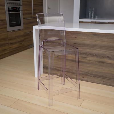 Emma + Oliver Ghost Counter Stool with Square Back in Transparent Crystal Image 1