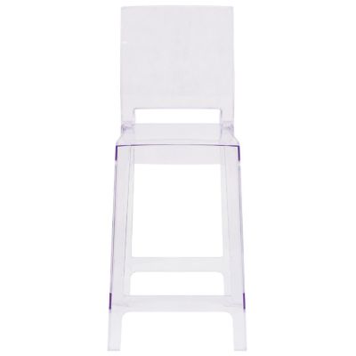 Emma + Oliver Ghost Counter Stool with Square Back in Transparent Crystal Image 3