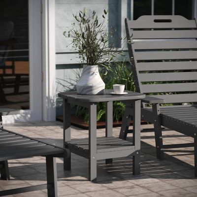 Emma + Oliver Gray 2 Tier Patio Side Table Image 1