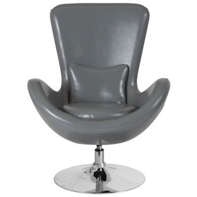 Emma + Oliver Gray LeatherSoft Side Reception Chair with Bowed Seat Image 3