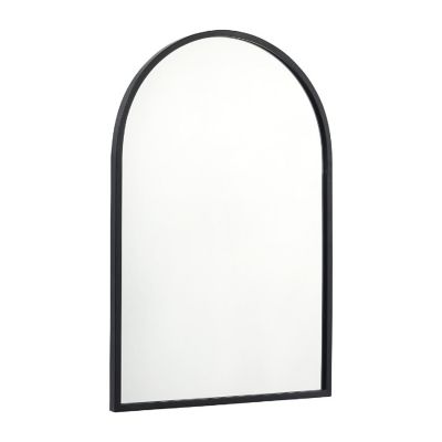 Emma + Oliver Harlowe Wall Mount Arched Frame Mirror with Slim Silhouette Metal Frame, 20x30, Black Image 1