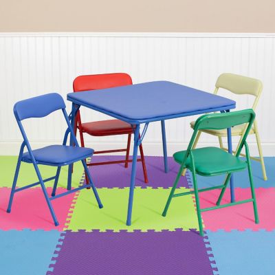 Emma + Oliver Kids Colorful 5 Piece Folding Activity Table and Chair Set for Home & Daycare Image 1