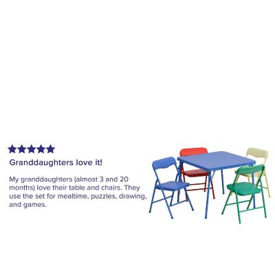 Emma + Oliver Kids Colorful 5 Piece Folding Activity Table and Chair Set for Home & Daycare Image 3